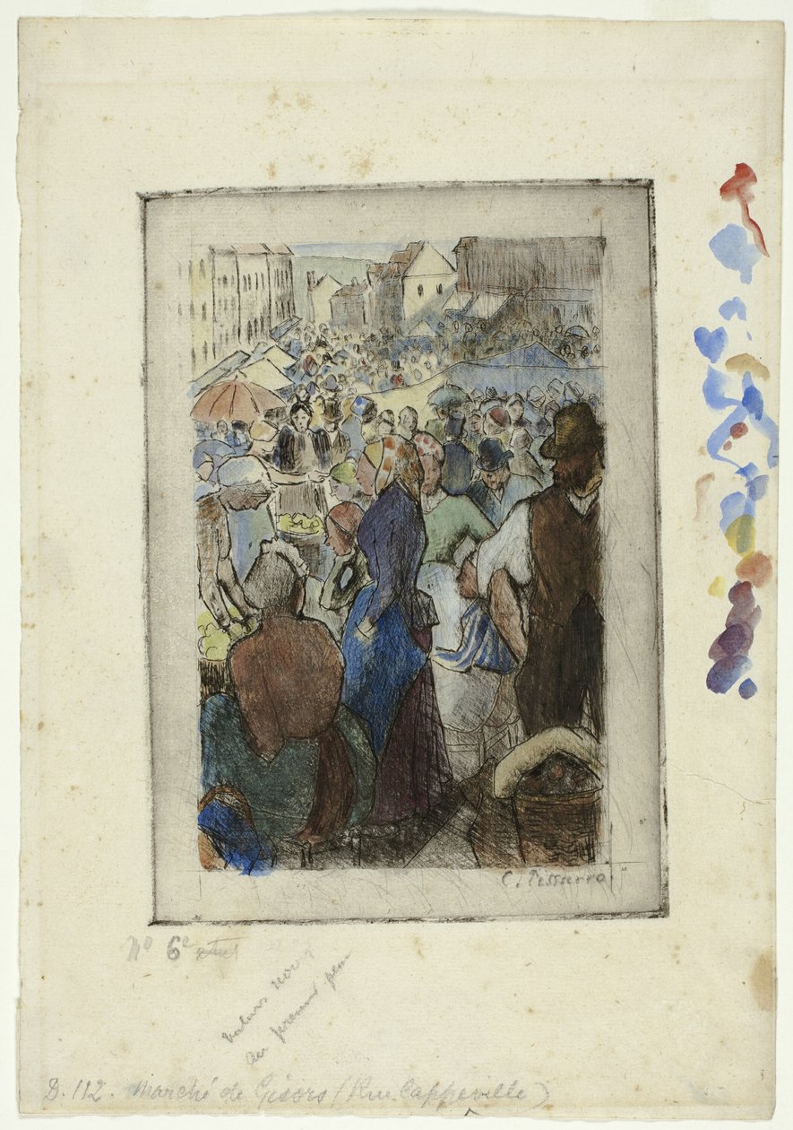 Markedet på Gisors; Rue Cappeville av Camille Pissarro