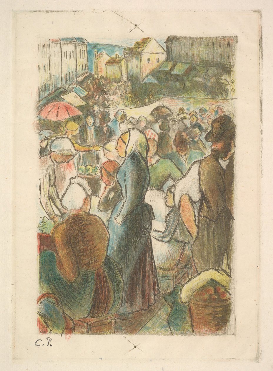 Markedet ved Gisors: Rue Cappeville, 1894-95. av Camille Pissarro
