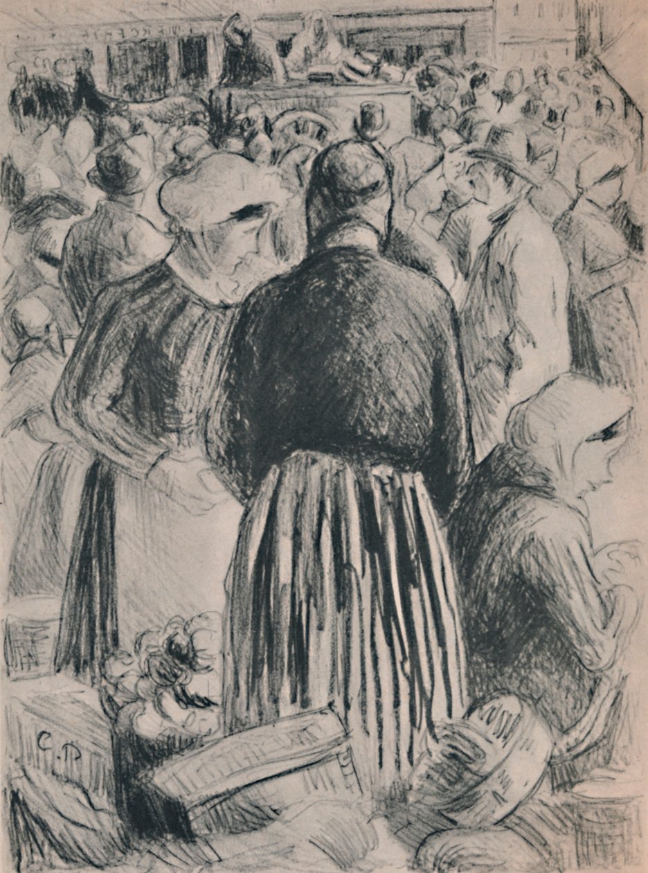 Markedet i Pontoise, 1895, 1946 av Camille Jacob Pissarro
