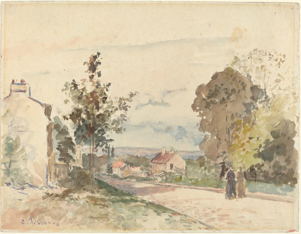 Veien fra Versailles til Louveciennes, ca. 1872. av Camille Pissarro