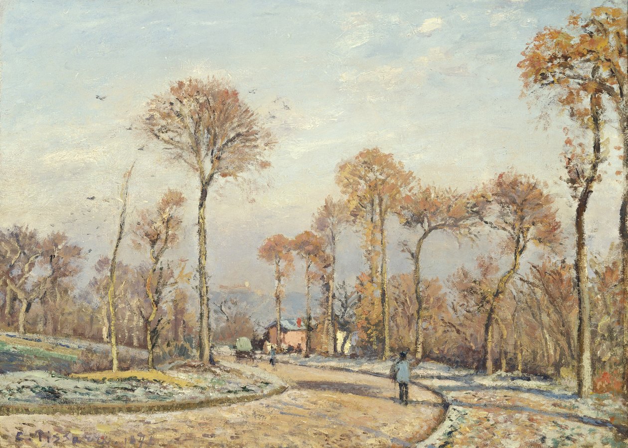 The Road to Versailles, Louveciennes: Morning Frost av Camille Jacob Pissarro