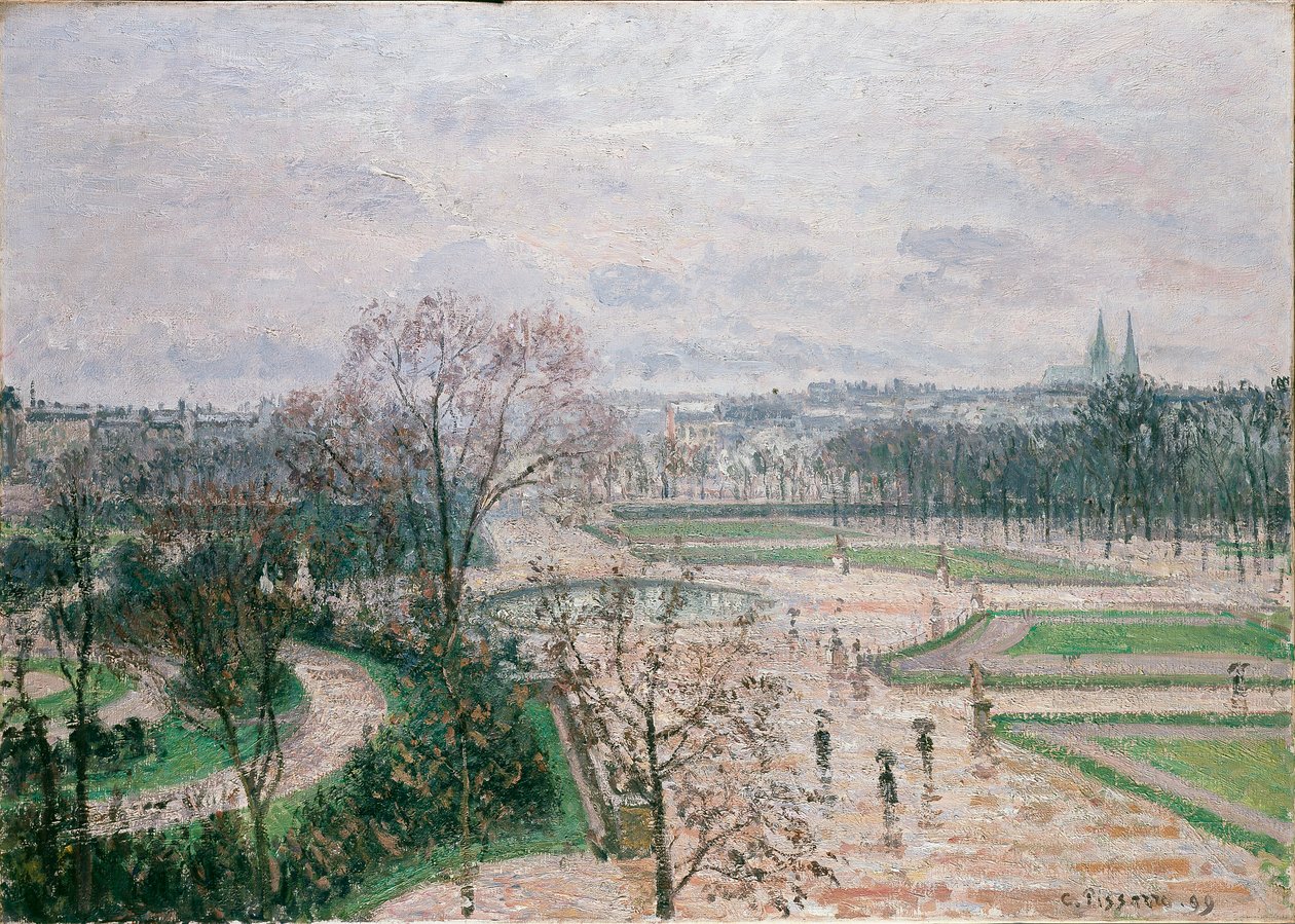 Tuileriene, regnvær, 1899 av Camille Pissarro