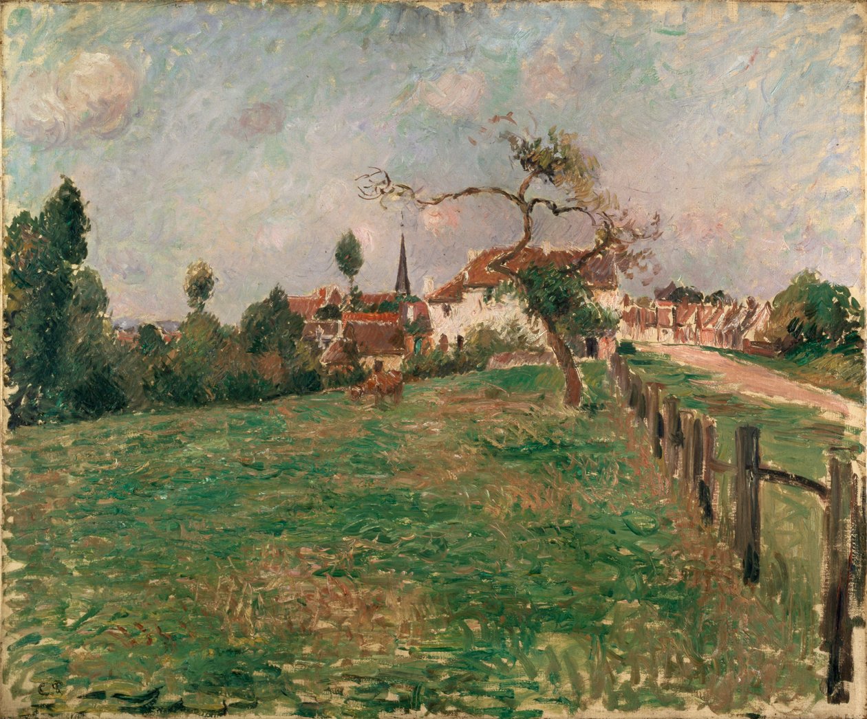 Landsbyen Eragny, 1885 av Camille Pissarro