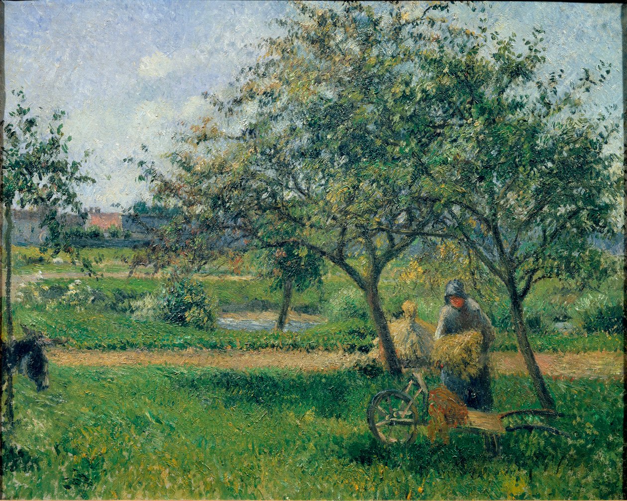 Trillebåren, frukthagen, ca 1881 (olje på lerret) av Camille Jacob Pissarro