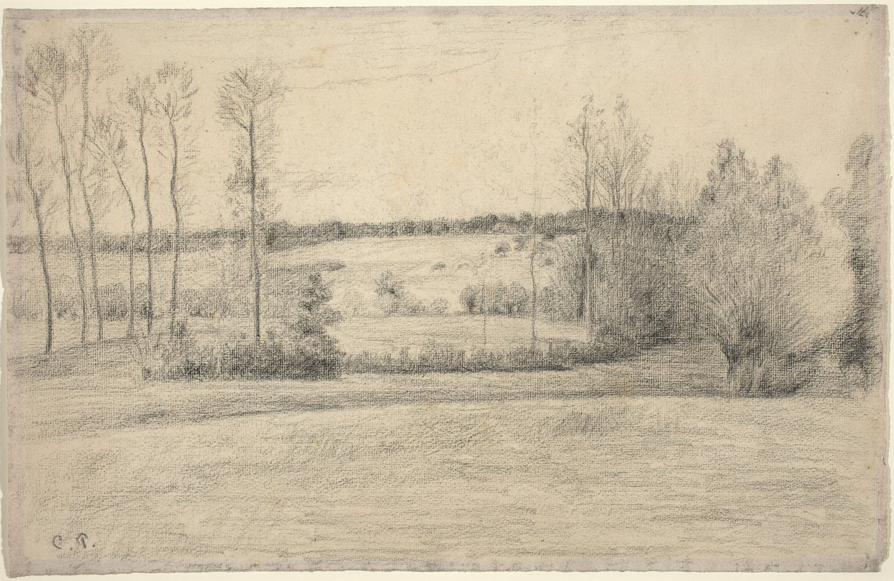 Trær og enger på Eragny av Camille Pissarro