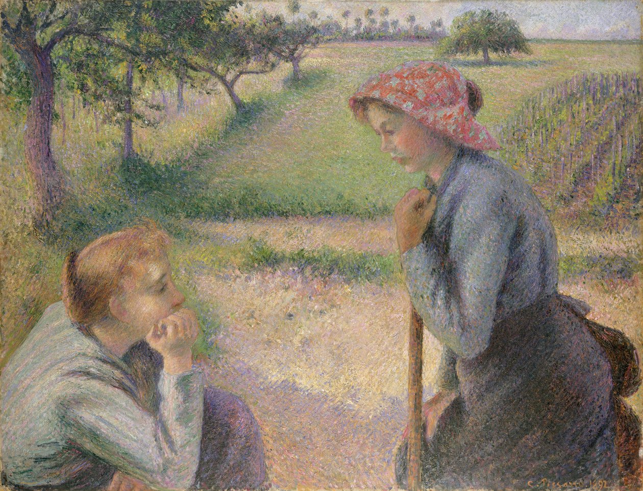 To unge bondekvinner, 1891-92. av Camille Jacob Pissarro