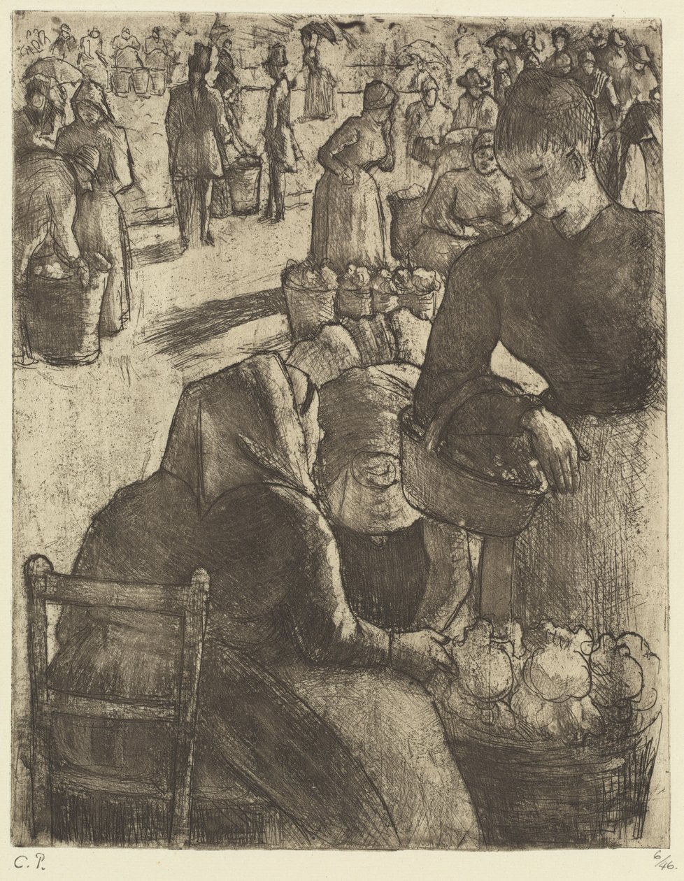 Grønnsaksmarked i Pontoise av Camille Pissarro