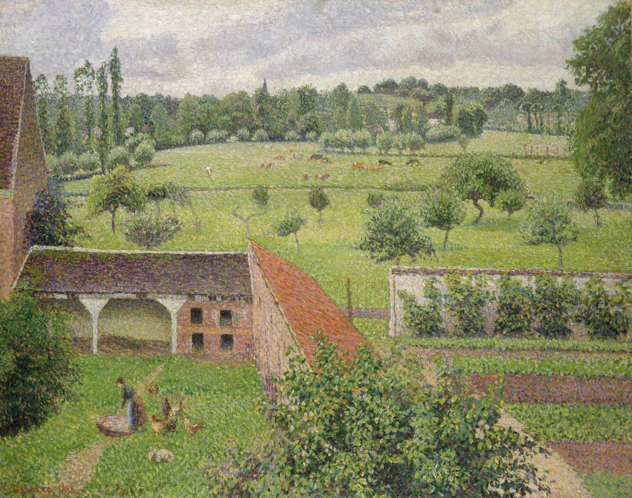 Se gjennom et vindu, Eragny av Camille Jacob Pissarro