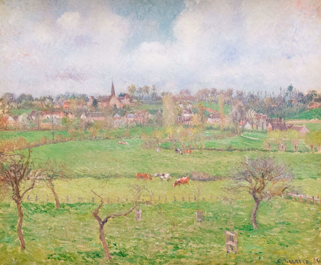 Utsikt over Bazincourt av Camille Pissarro