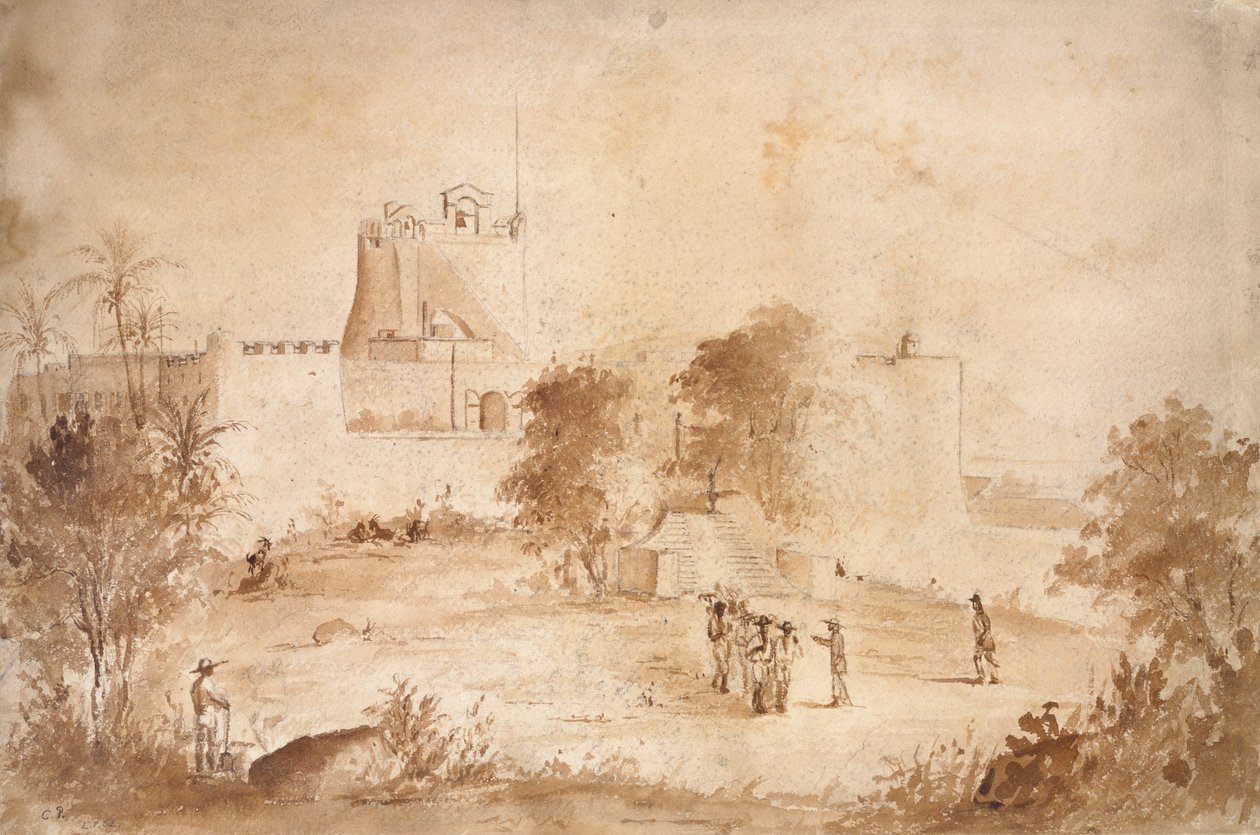 Utsikt over en militær festning, Christiansfort, Charlotte Amalie, St Thomas, Vest-India, 1852 av Camille Pissarro