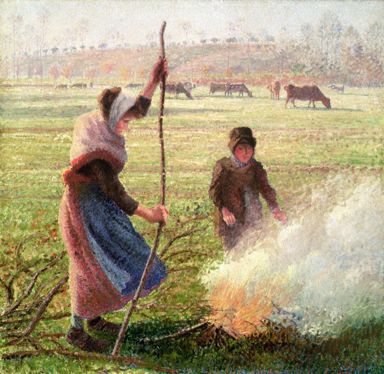 White Frost, kvinne som bryter ved av Camille Jacob Pissarro