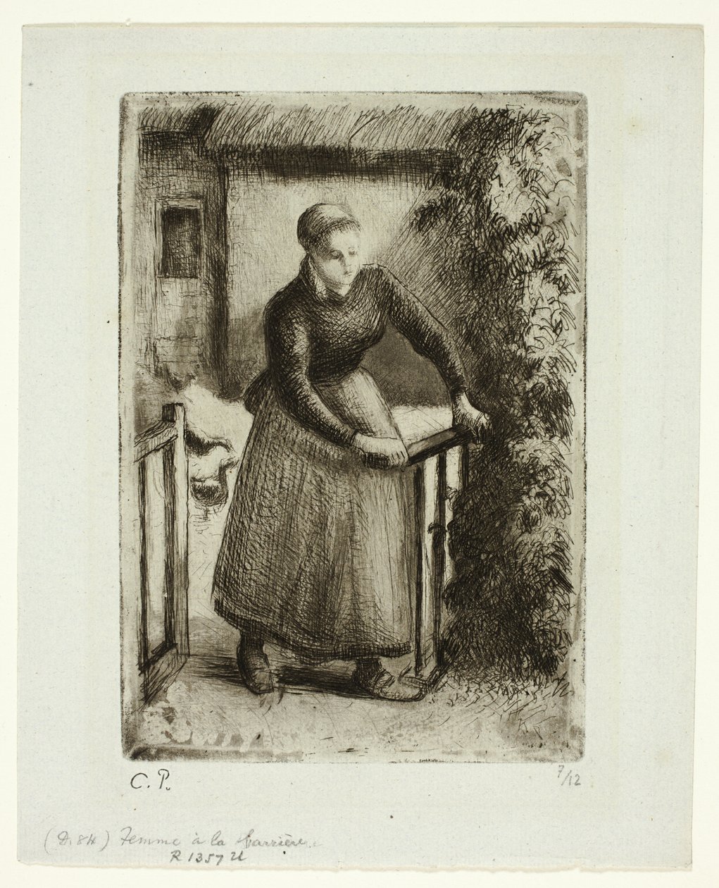 Kvinne ved porten av Camille Pissarro