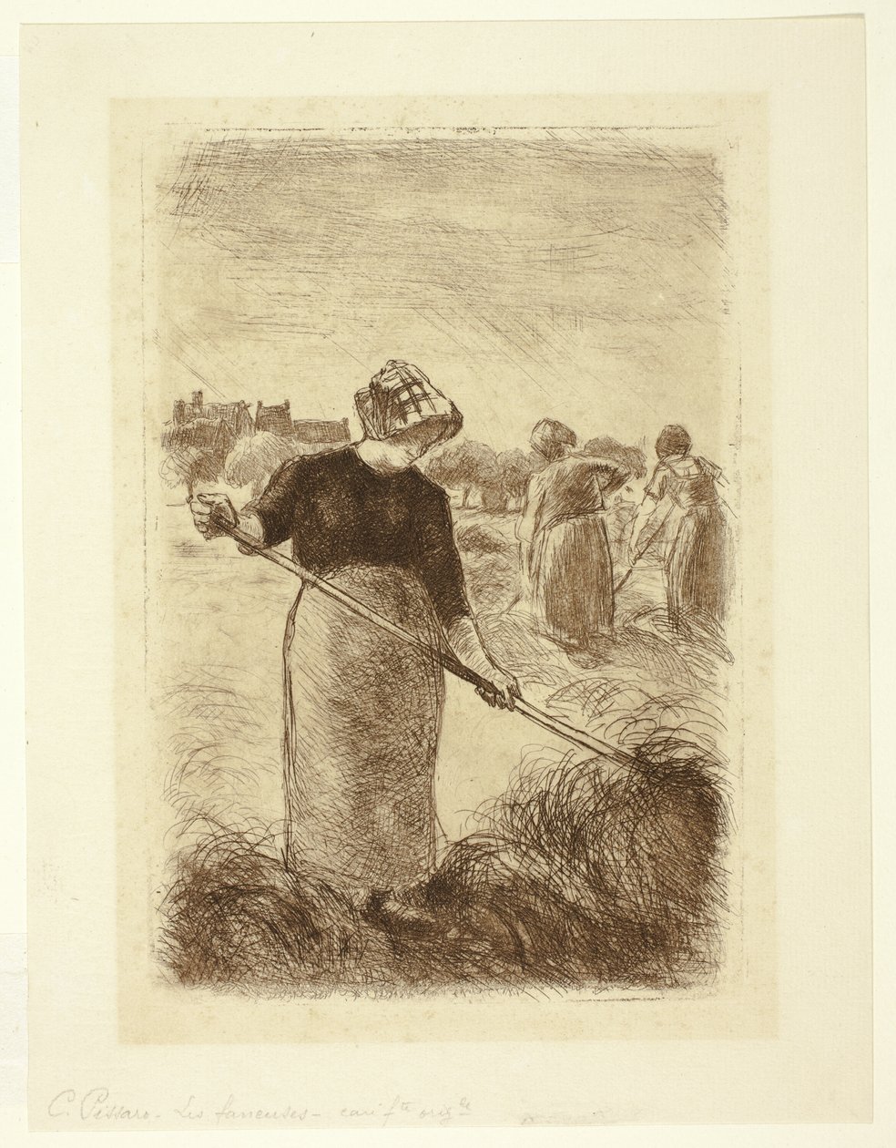Kvinner kaster høyet av Camille Pissarro