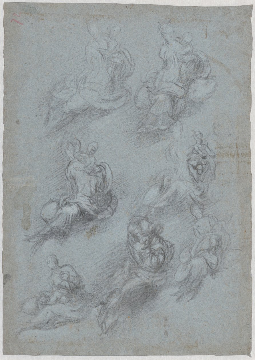 Studier for jomfruen og barnet (recto) av Camillo Boccaccino