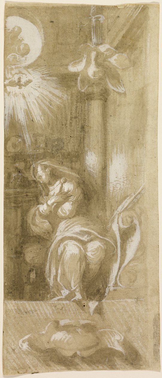 Studie for Jomfruen Annunciate av Camillo Boccaccino