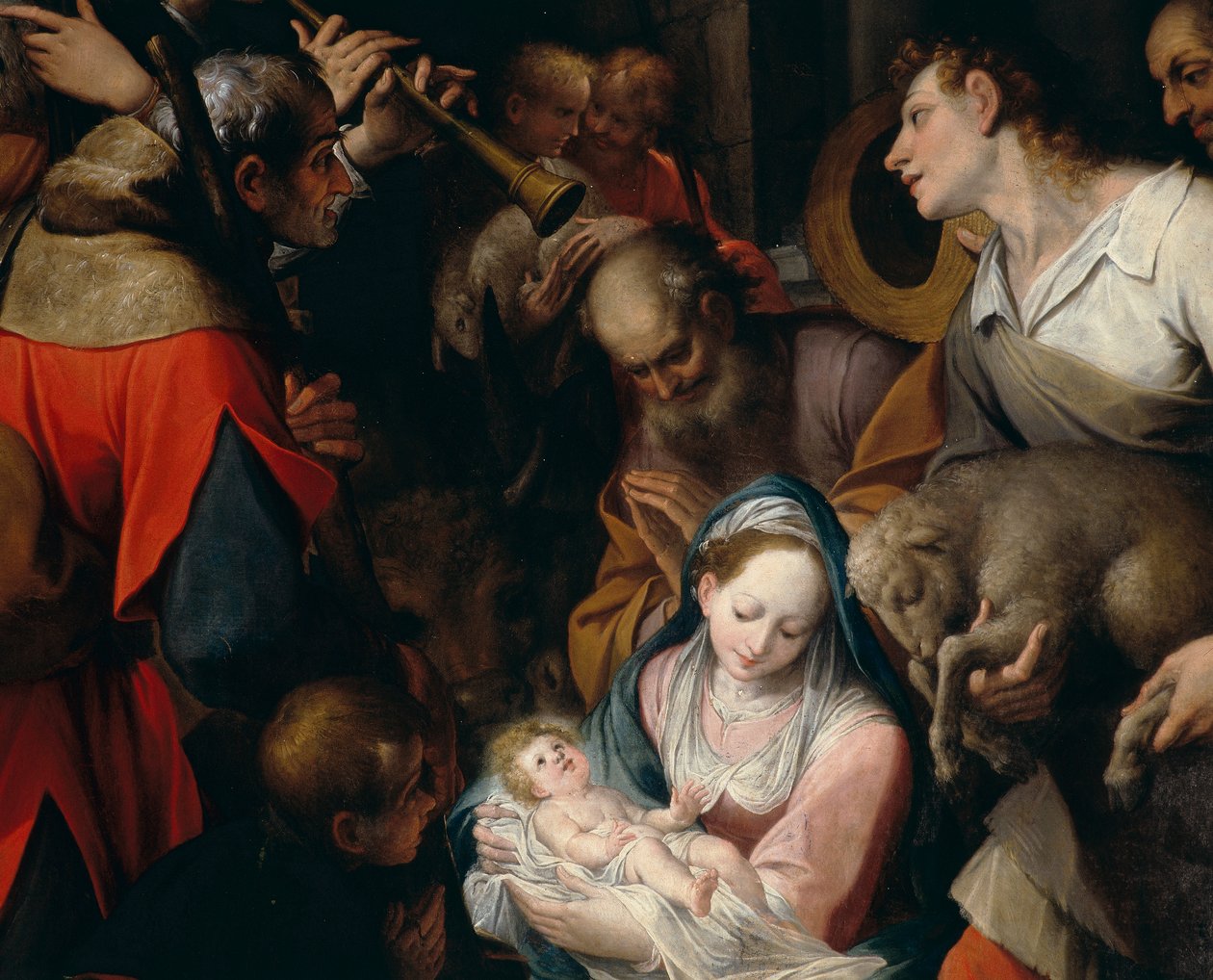 Tilbedelse av hyrdene, detalj av et stykke av alteret av Camillo Procaccini av Camillo Procaccini