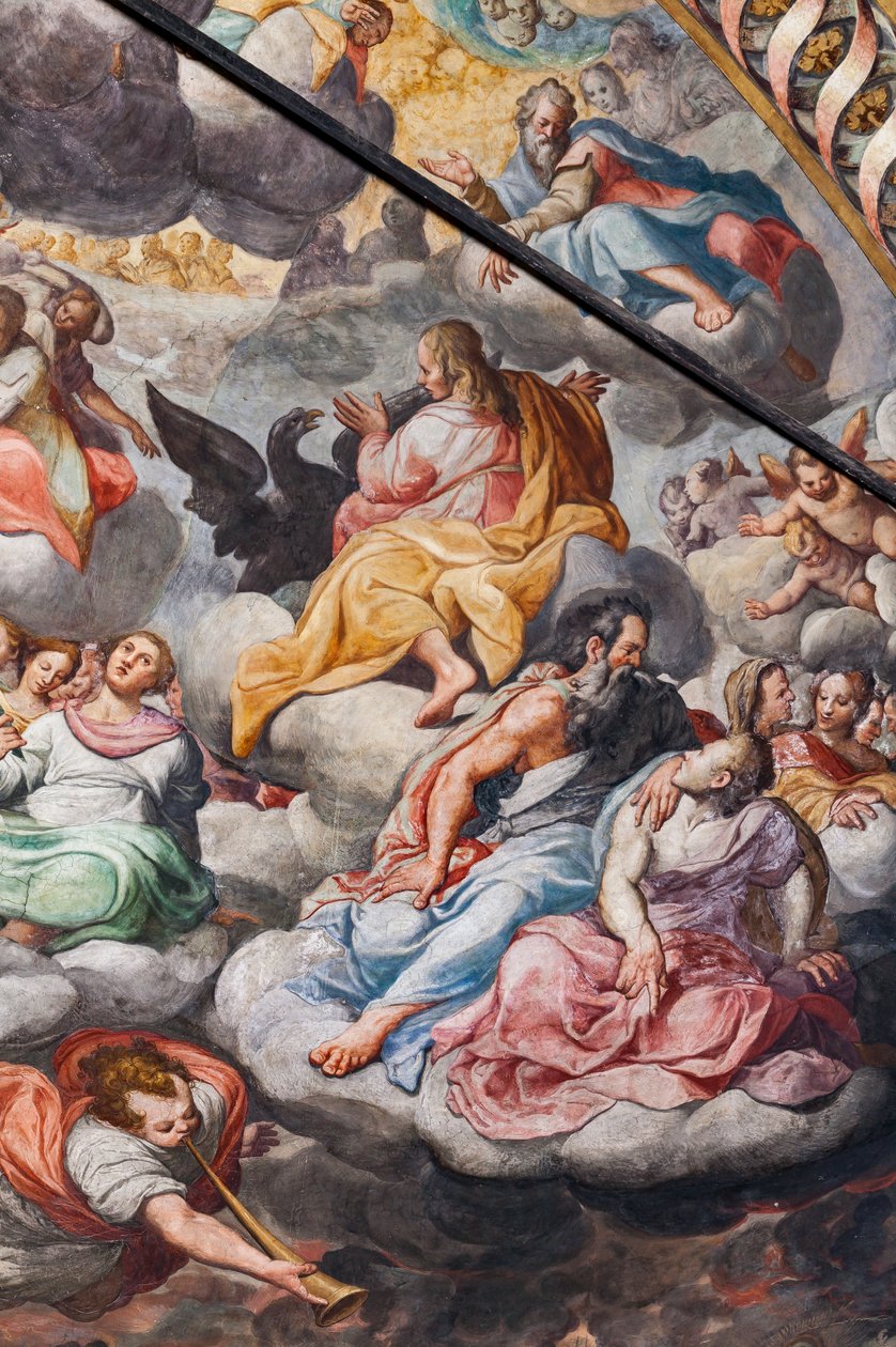 Engler som spiller musikk, detalj av den siste dommen (fresco) av Camillo Procaccini