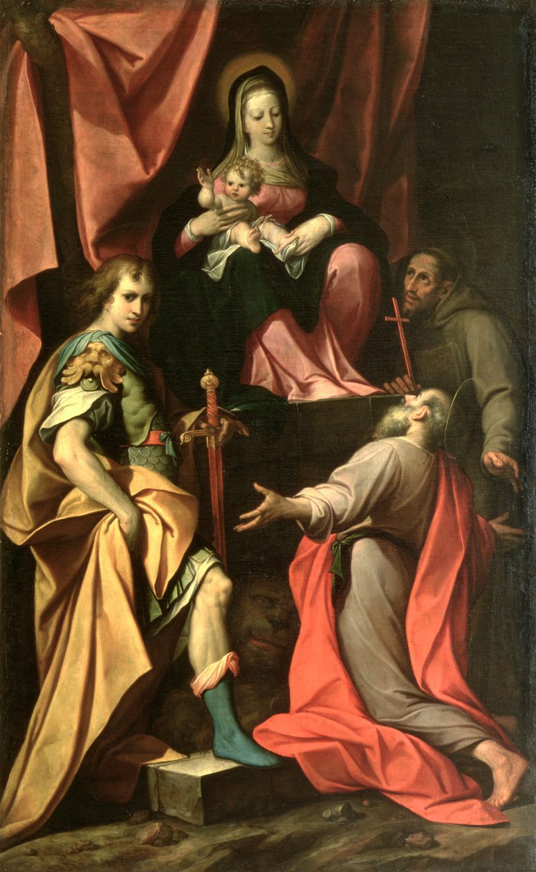 Madonna og barn med St. Vitalis, St. Jerome og St. Francis av Camillo Procaccini
