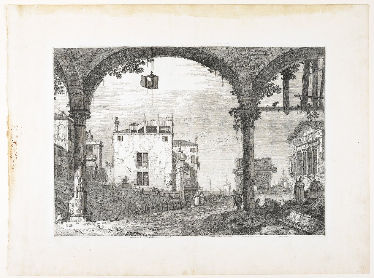 La Portique à la Lanterne, tallerken fra Vedute, altre presse da i loughi, altre ideate, 1740-1745 av Giovanni Antonio Canal