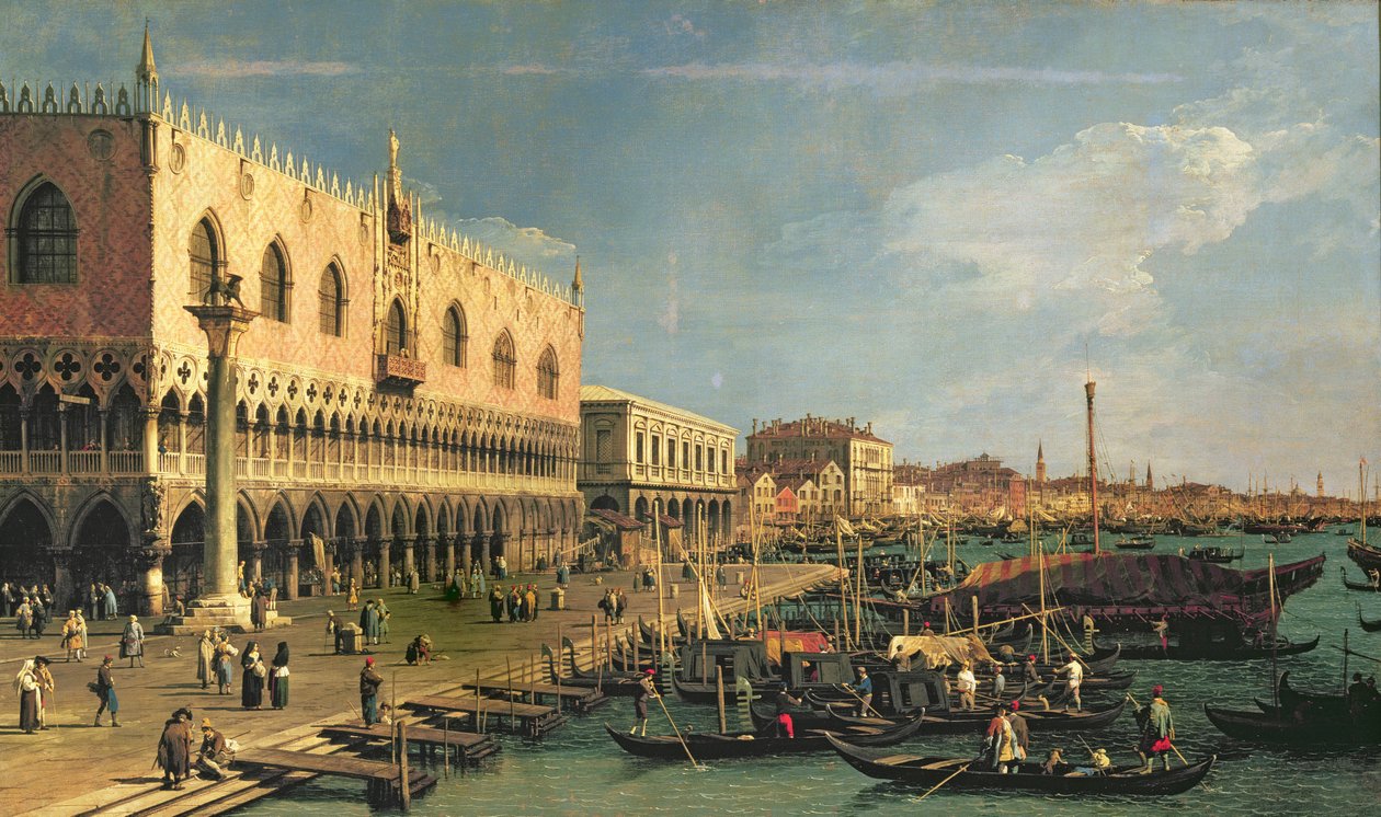 Palazzo Ducale og Riva degli Schiavoni, Venezia av Giovanni Antonio Canal