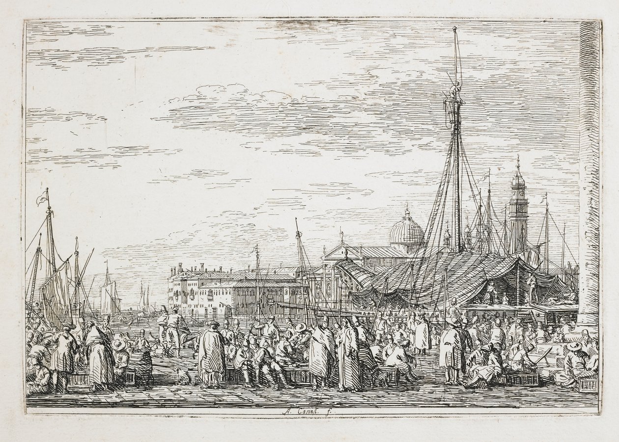 Markedet på Molo, 1740-1745 av Giovanni Antonio Canal