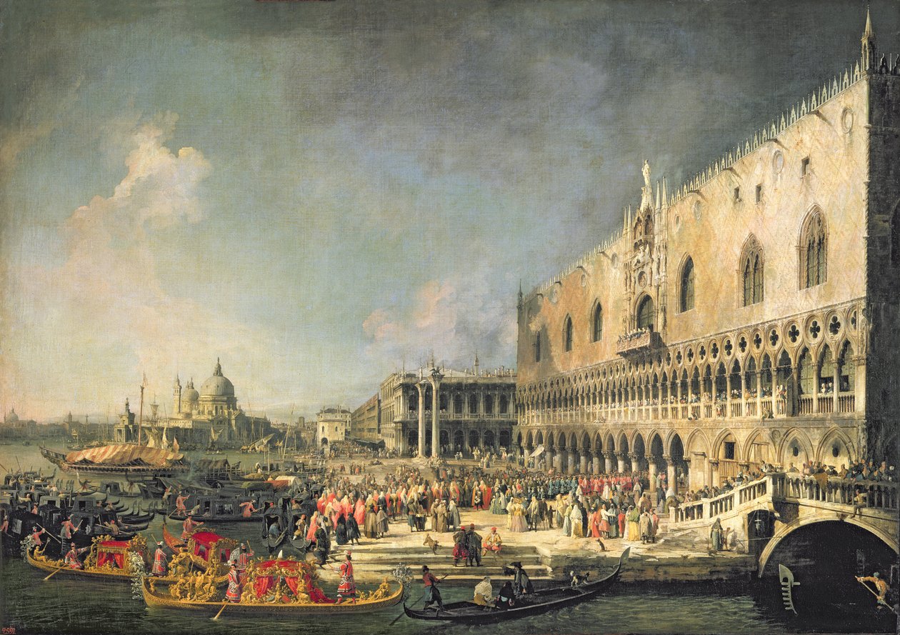 Mottakelsen av den franske ambassadøren i Venezia, ca. 1740-tallet av Giovanni Antonio Canal