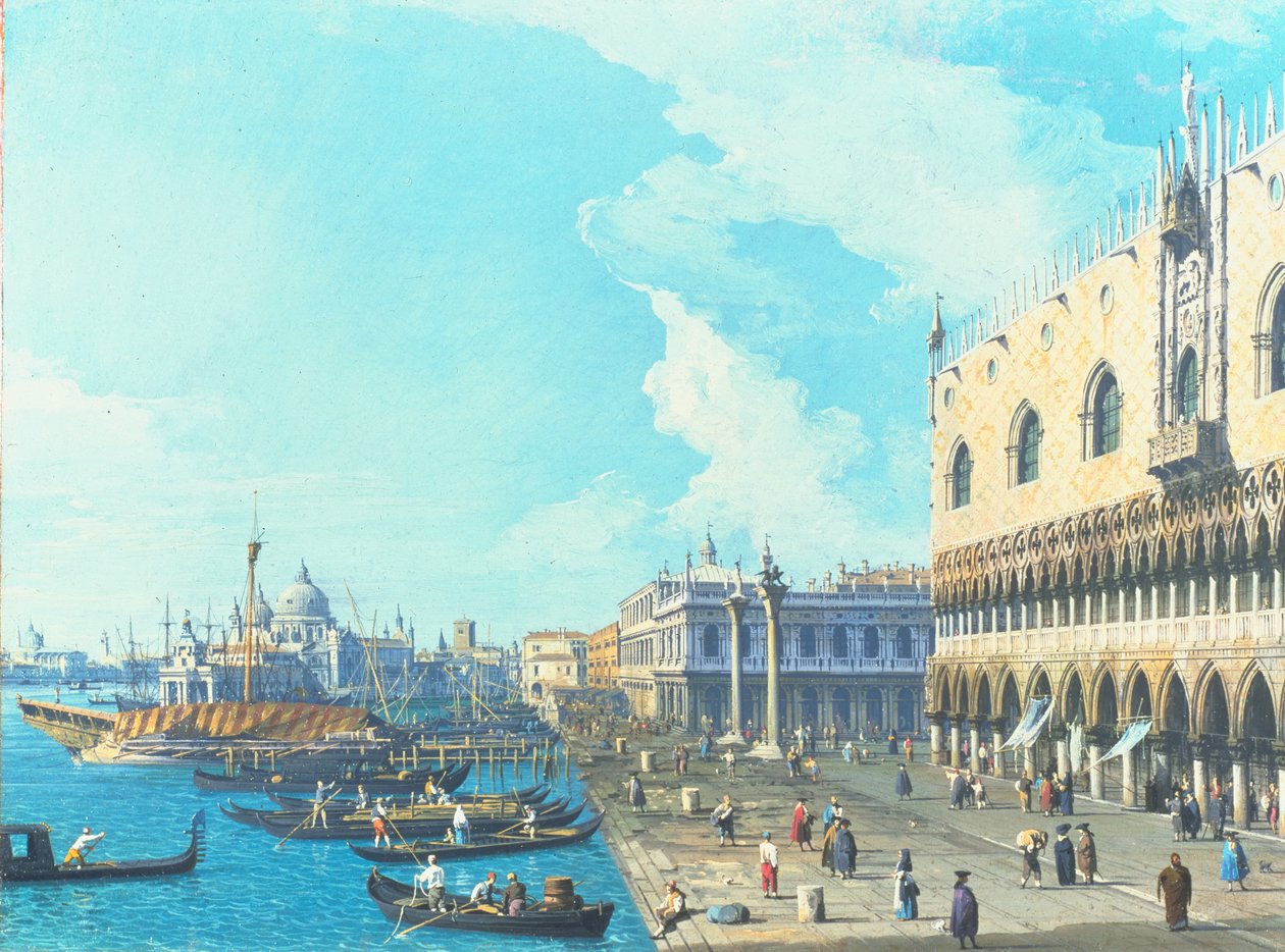 Utsikt over Venezia med hilsen, ca. 1735 av Giovanni Antonio Canal