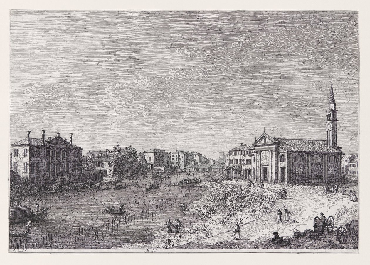 Al Dolo (At Dolo), fra serien Vedute (Views) av Canaletto (Giovanni Antonio Canal)