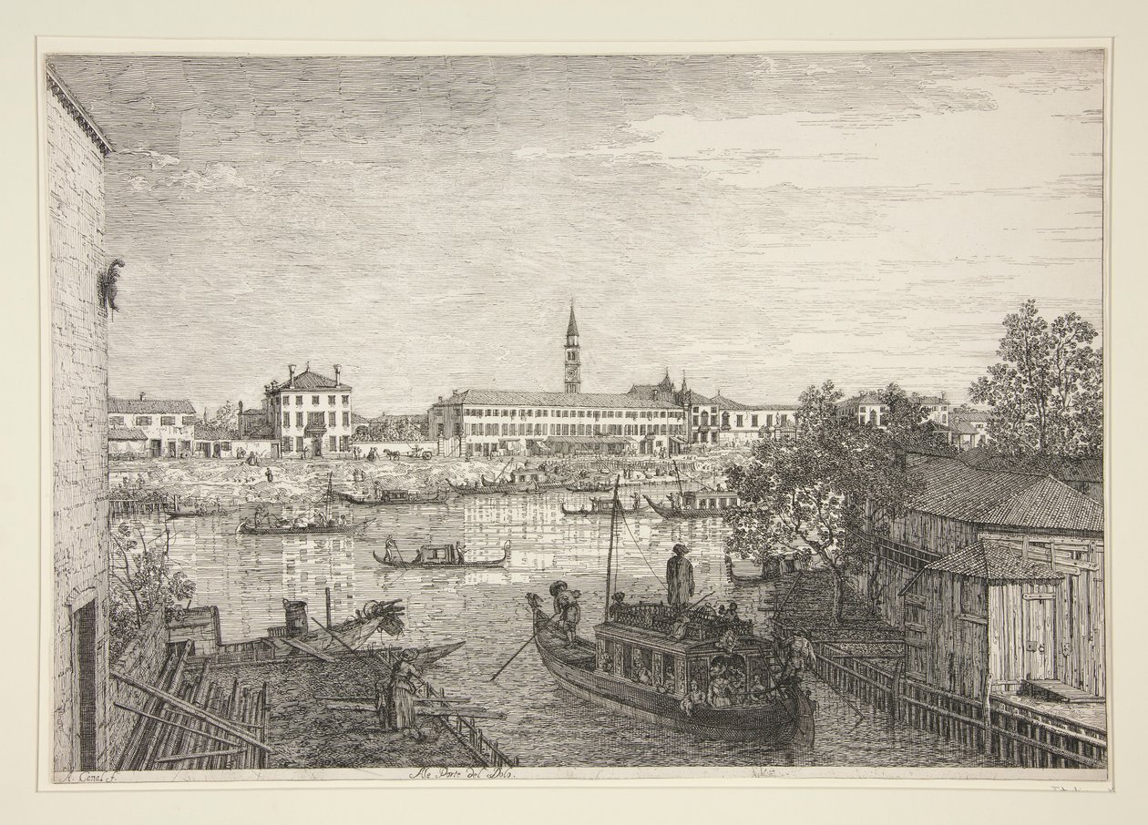 Ale Porte del Dolo (At the Locks of Dolo), fra serien Vedute (Views) av Canaletto (Giovanni Antonio Canal)