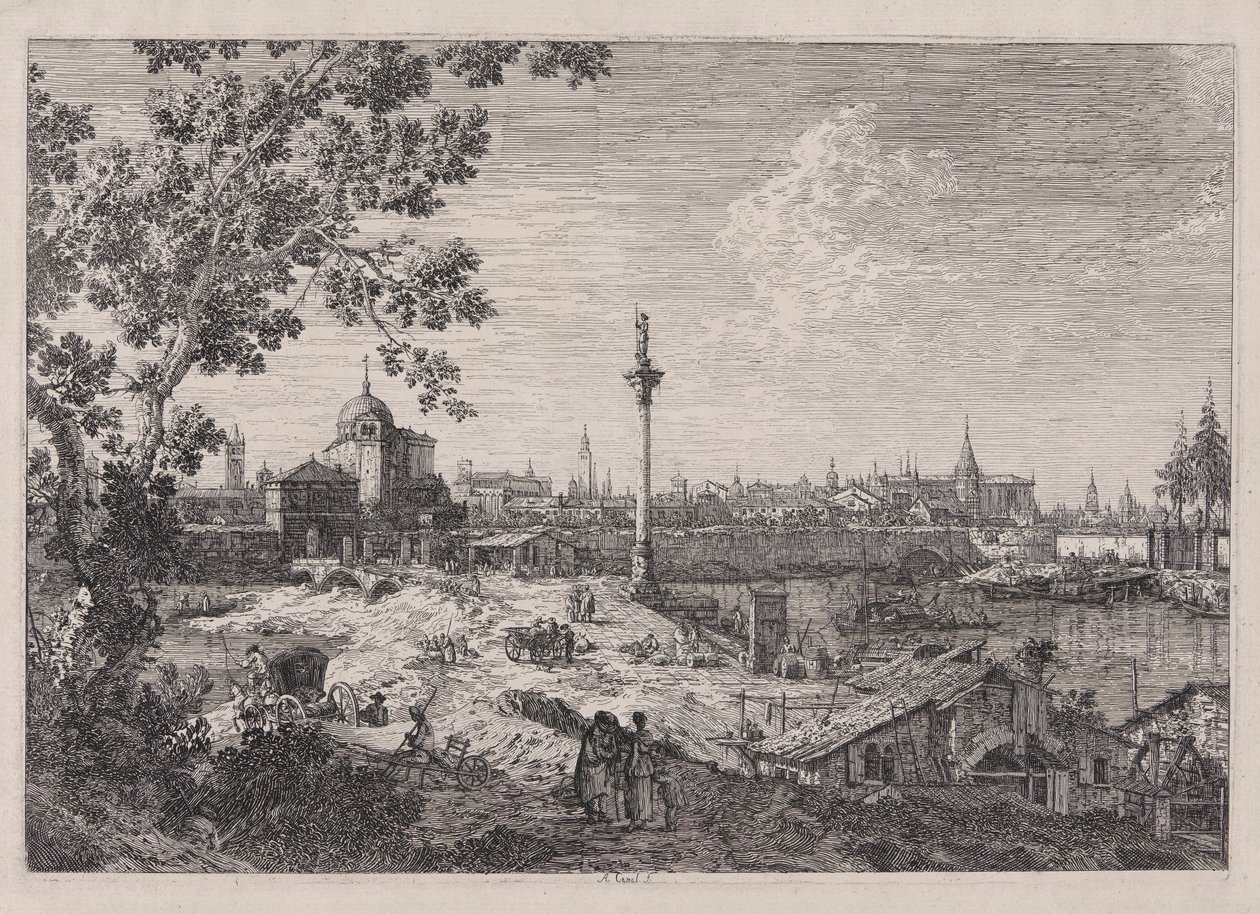 Imaginary View of Padua, fra serien Vedute (Views) av Canaletto (Giovanni Antonio Canal)