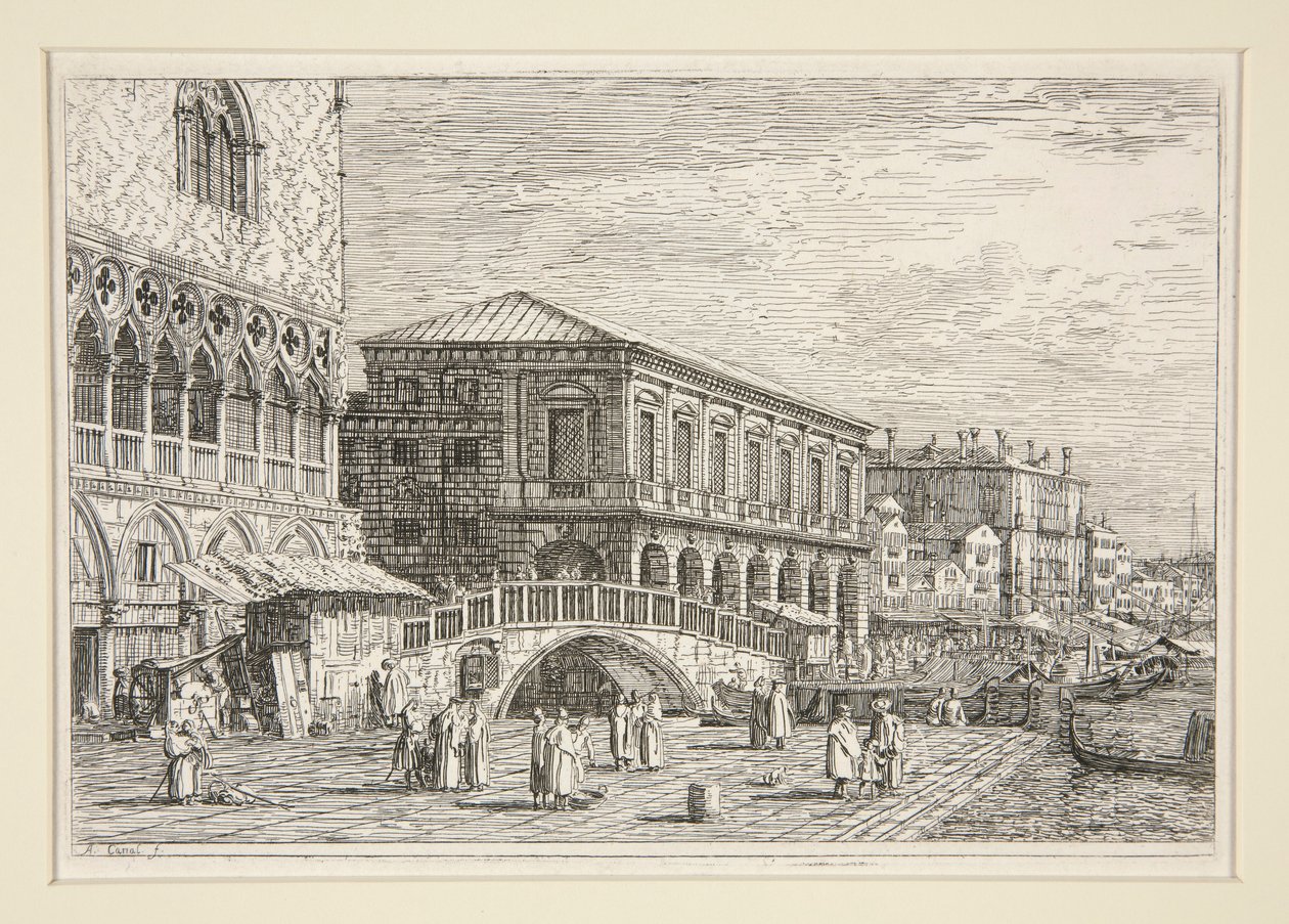 Le Preston, V., (The Prison, Venezia]), fra serien Vedute (Views) av Canaletto (Giovanni Antonio Canal)