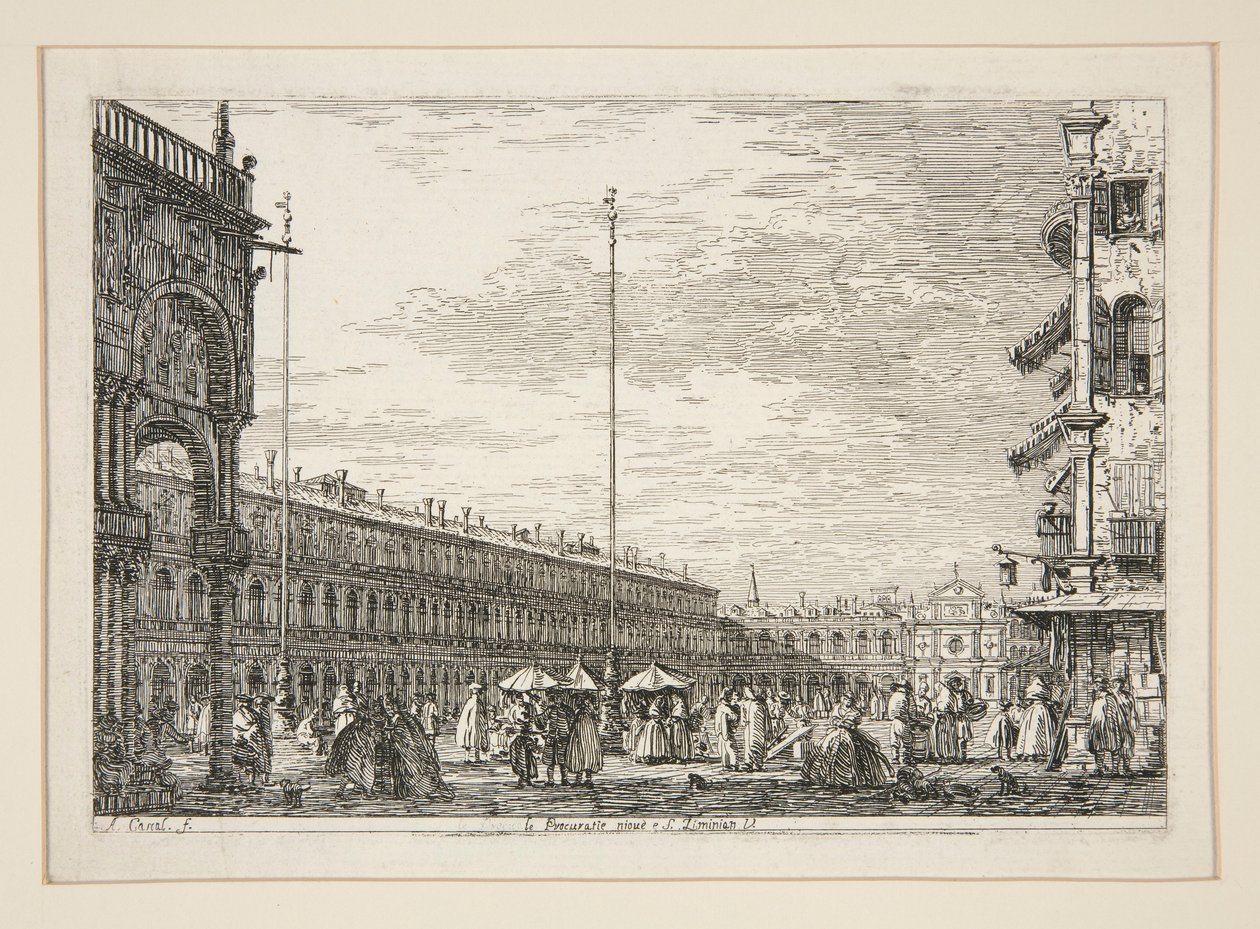 Le Procuratie Nuove e S. Ziminian V. (The Procuratic Nuove and the Church of San Geminiano, Venezia), fra serien Vedute (Views) av Canaletto (Giovanni Antonio Canal)