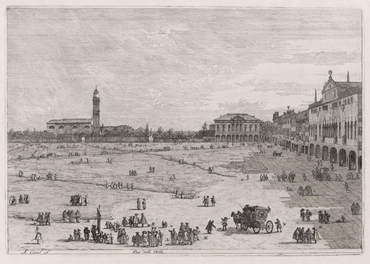 Pr? della Valle (Prato della Vale), fra serien Vedute (Views) av Canaletto (Giovanni Antonio Canal)