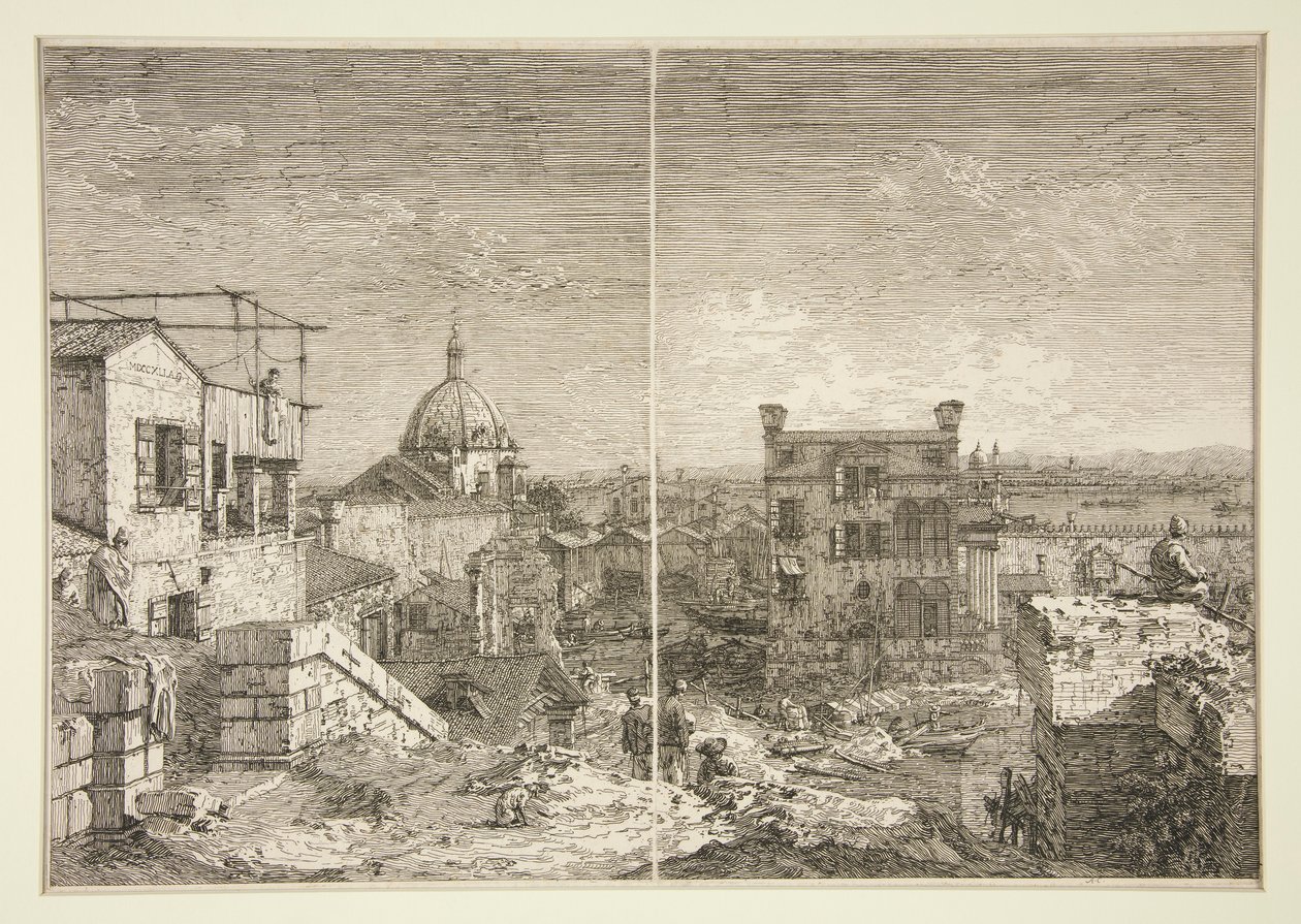 The House with the Inscription [og] The House with the Perstyle, fra serien Vedute (Views) av Canaletto (Giovanni Antonio Canal)