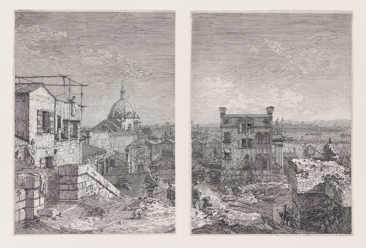 Huset med inskripsjonen, fra serien Vedute (Views) av Canaletto (Giovanni Antonio Canal)