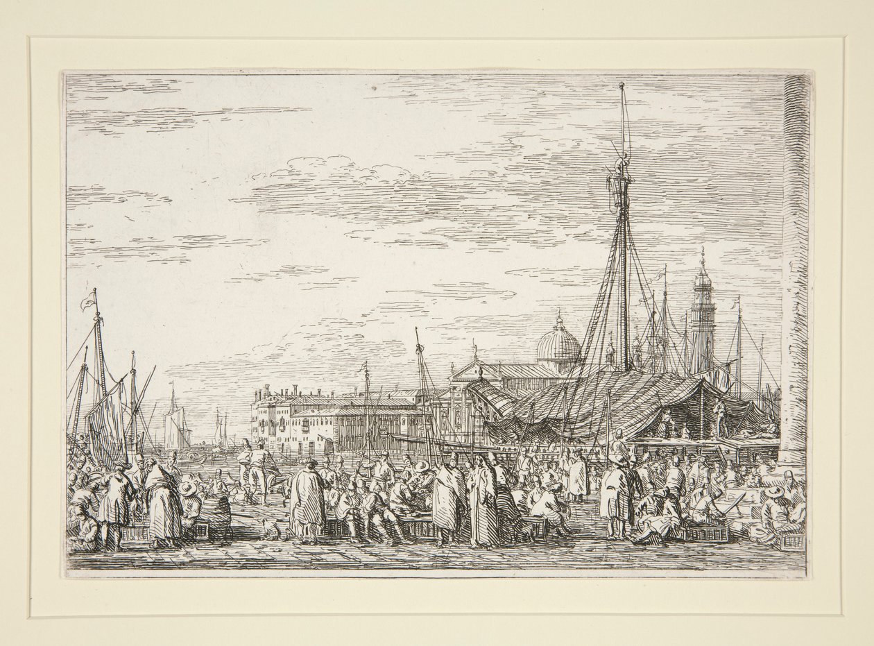 The Market on the Molo, fra serien Vedute (Views) av Canaletto (Giovanni Antonio Canal)