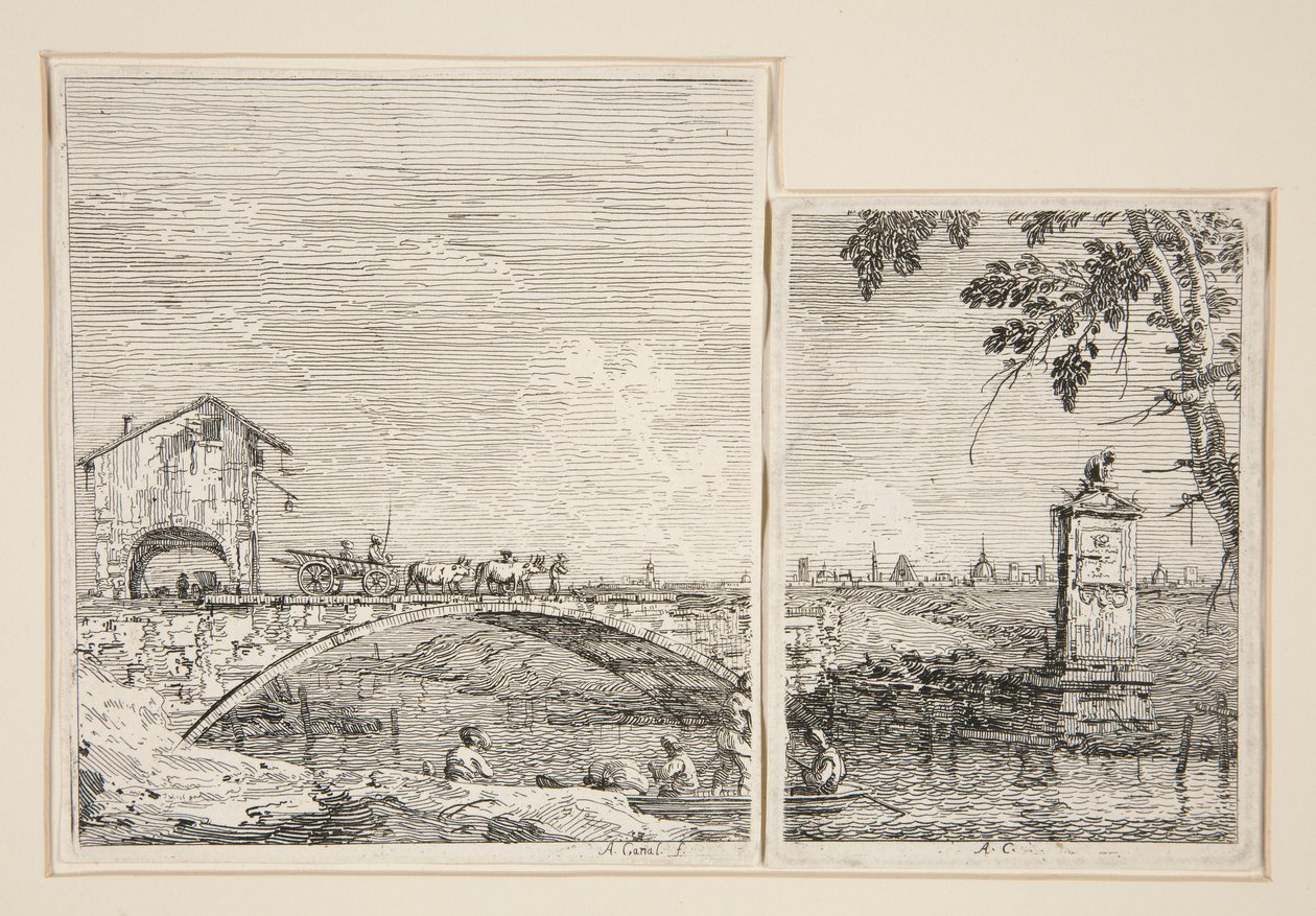 Vognen som passerer over en bro, fra serien Vedute (Views) av Canaletto (Giovanni Antonio Canal)