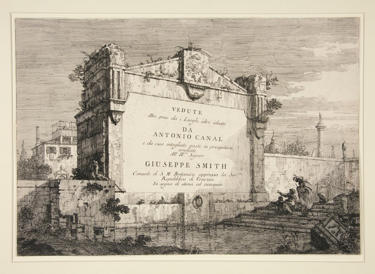 Tittelplate, fra serien Vedute (Views) av Canaletto (Giovanni Antonio Canal)
