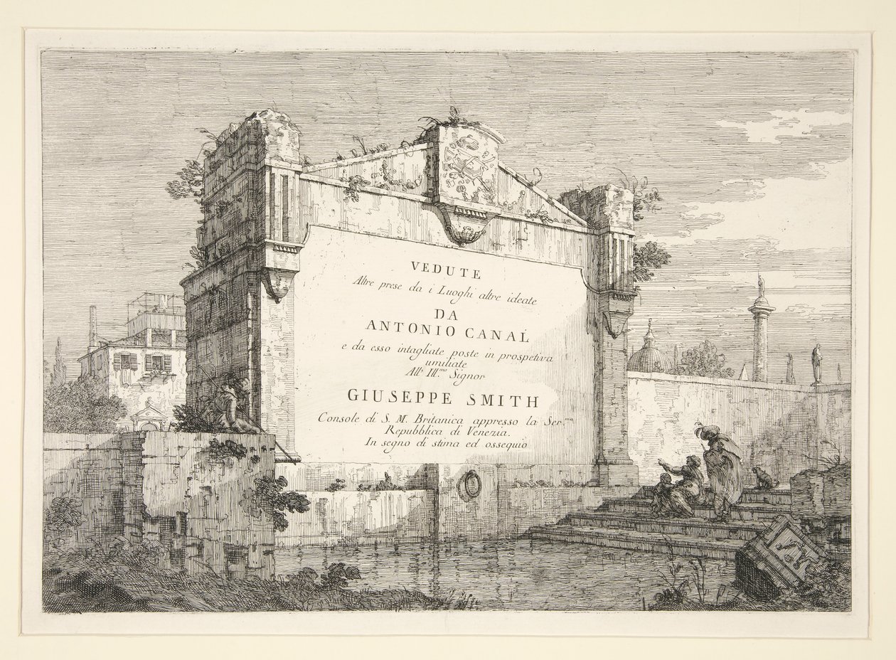Tittelplate, fra serien Vedute (Views) av Canaletto (Giovanni Antonio Canal)