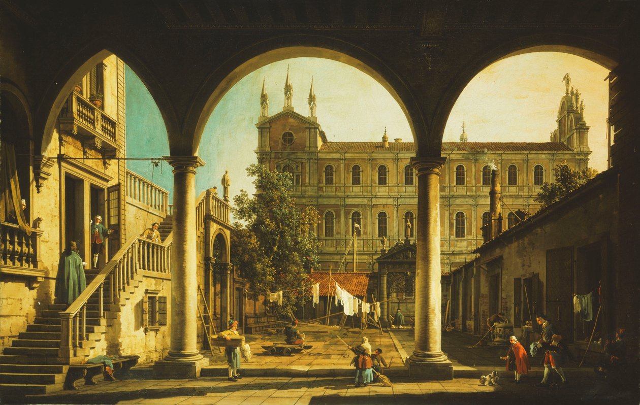 En Capriccio av Scuola di San Marco, Venezia, fra Palazzo Grifalconi-Loredan, av Giovanni Antonio Canal