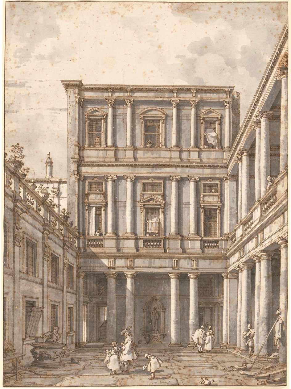 En venetiansk gårdsplass, i Procuratie Nuove av Canaletto