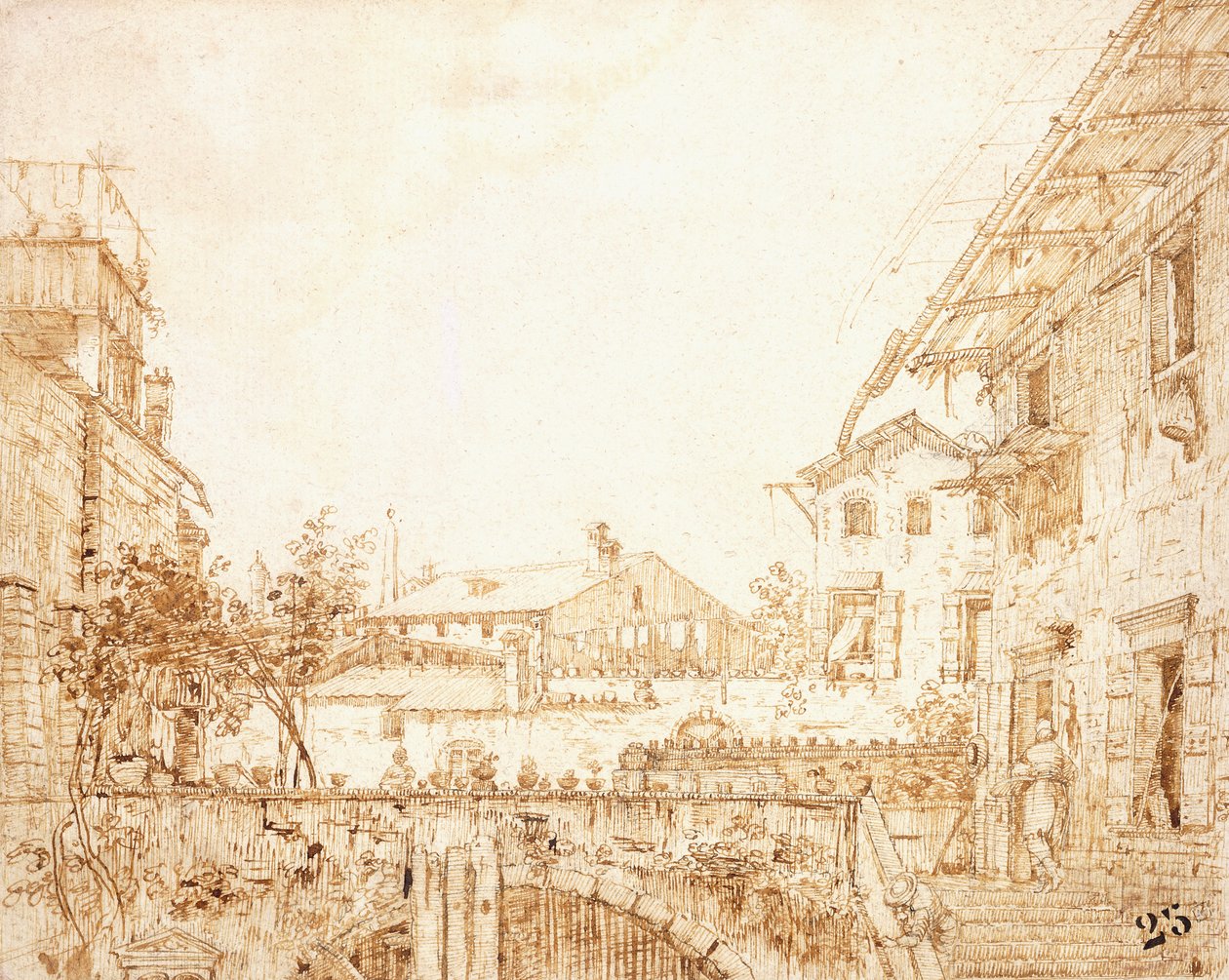 Utsikt over en terrasse i Padua, av Giovanni Antonio Canal