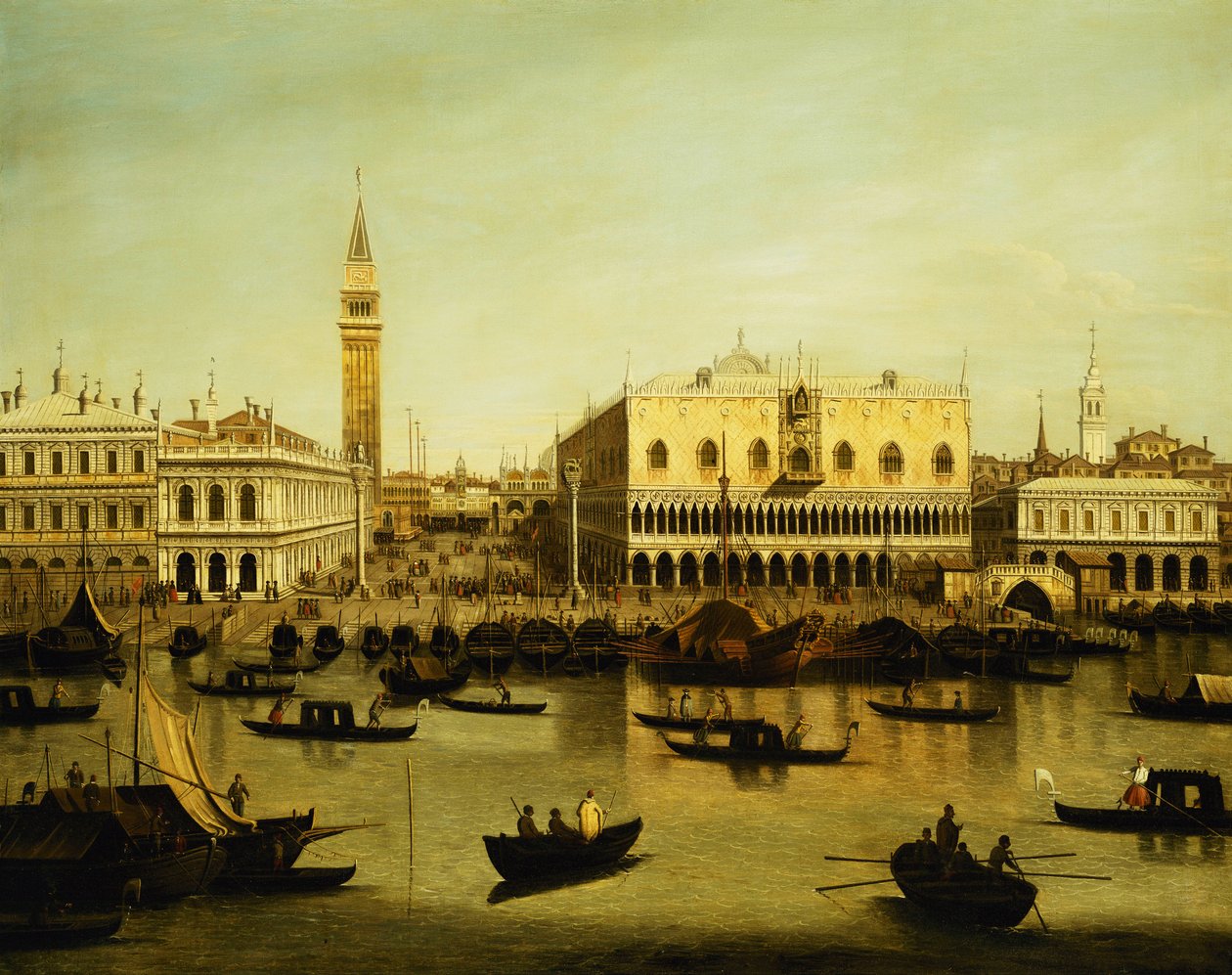 En utsikt over Molo fra Bacino di San Marco, Venezia, av Giovanni Antonio Canal