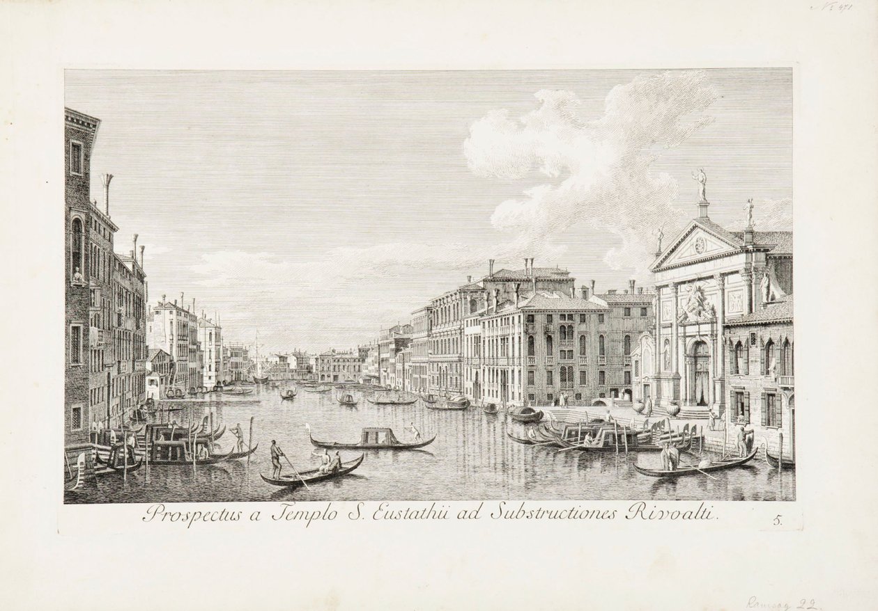 Utsikt fra San Eustachio til Rialto av Canaletto