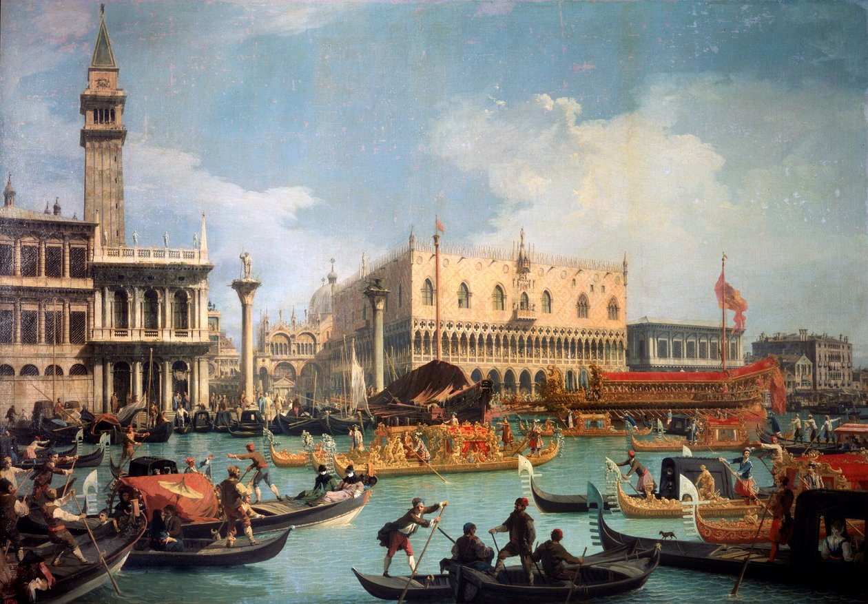 Buccentoros Gå tilbake til bryggen ved Doges-palasset, 1730-tallet. av Giovanni Antonio Canal