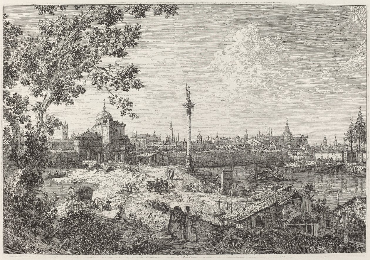 Imaginær utsikt over Padova av Canaletto