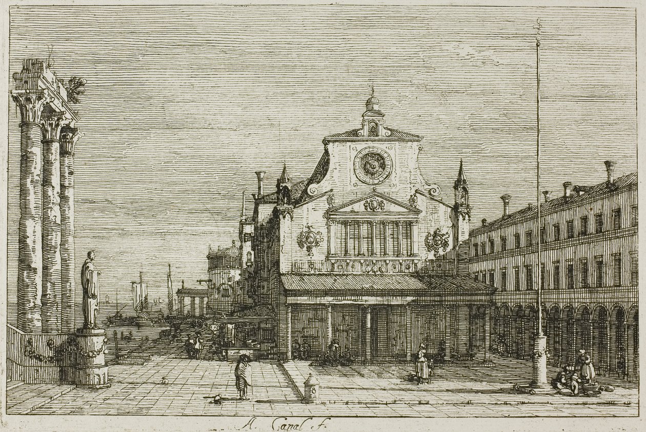Imaginær utsikt over S. Giacomo di Rialto, fra Vedute av Canaletto