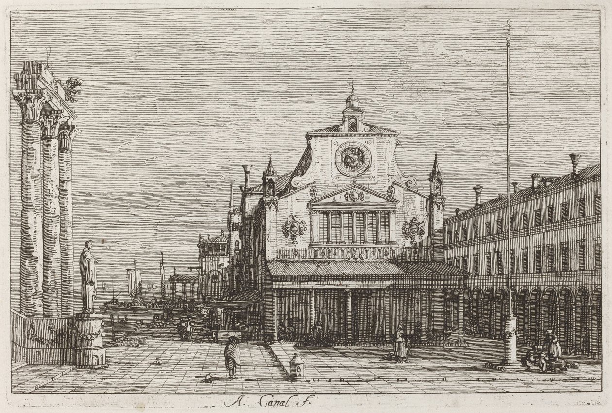 Imaginært syn på S. Giacomo di Rialto [øverst til høyre], ca. 17351746. av Canaletto