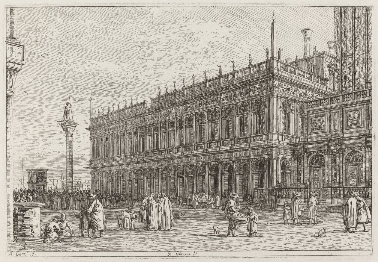 Bokbutikken. V. [øverst til venstre] av Canaletto