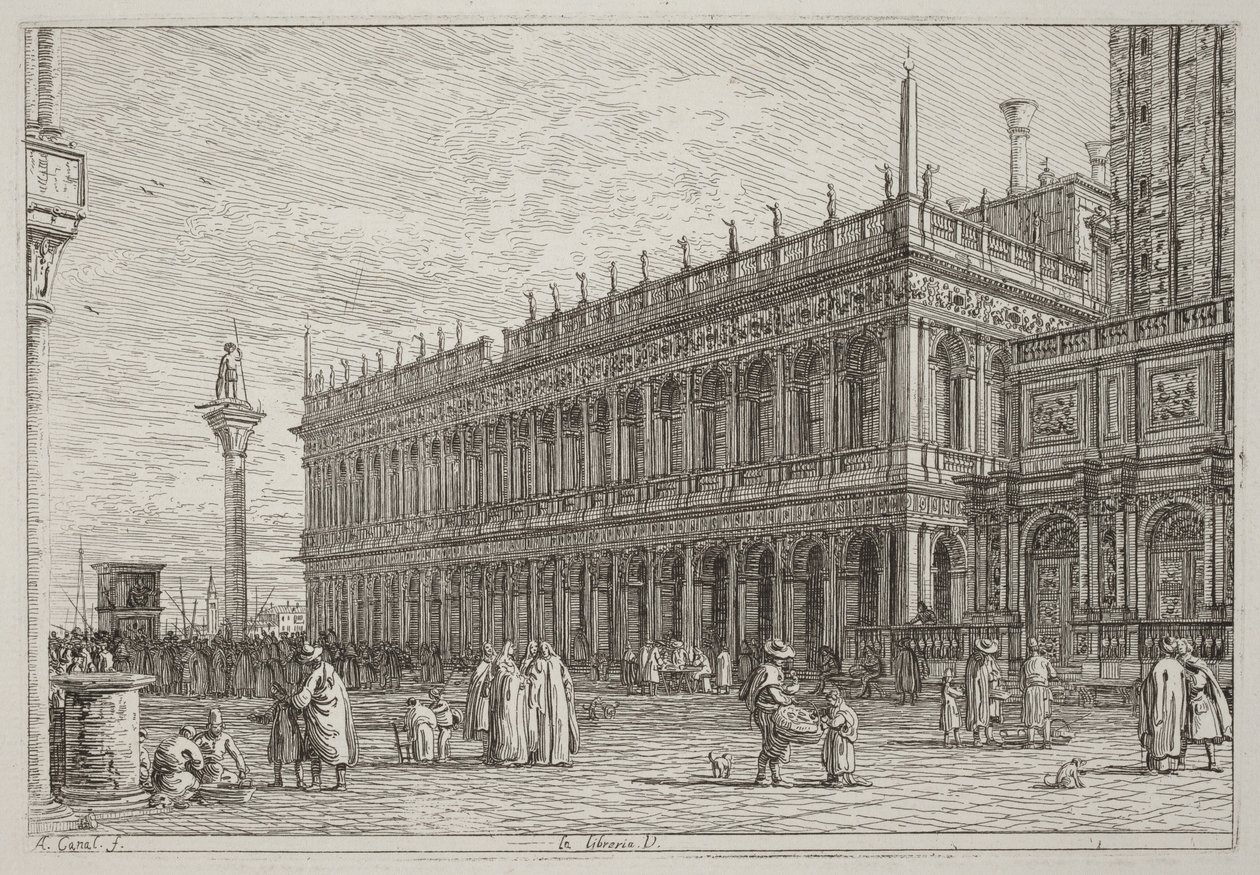 Bokhandelen. V. [øverst til venstre] av Canaletto